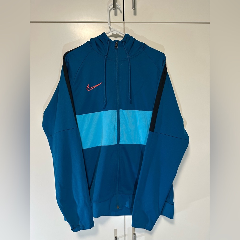 Nike Dri Fit Hooded Jacket Soccer Dry Academy Green Abyss Blue AT5652-301 Mens L